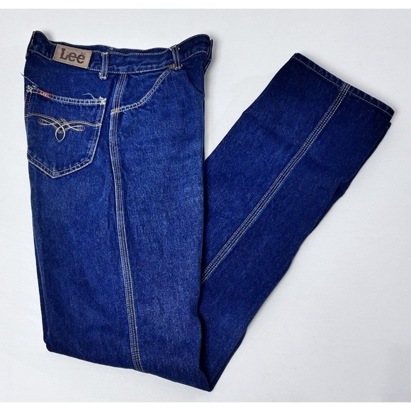 Vintage 1980s Lee Riders Made In USA High Rise Straight Leg Denim Jeans 26x33 - Picture 2 of 10